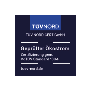 Siegel für geprüften Ökostrom der TÜV NORD CERT GmbH