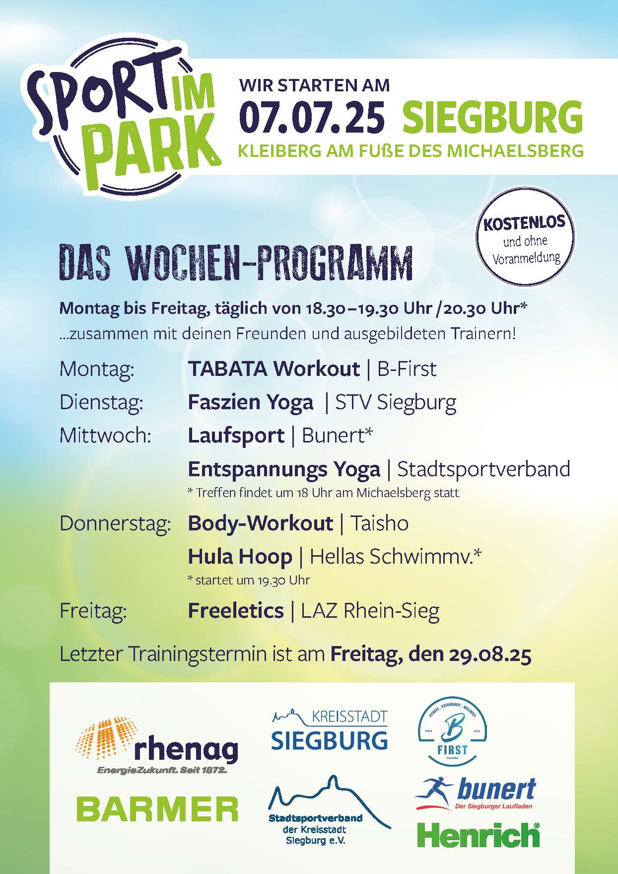 Sport im Park 2025 Plakat 2 Sport im Park 2025 Plakat Rückseite: Programm