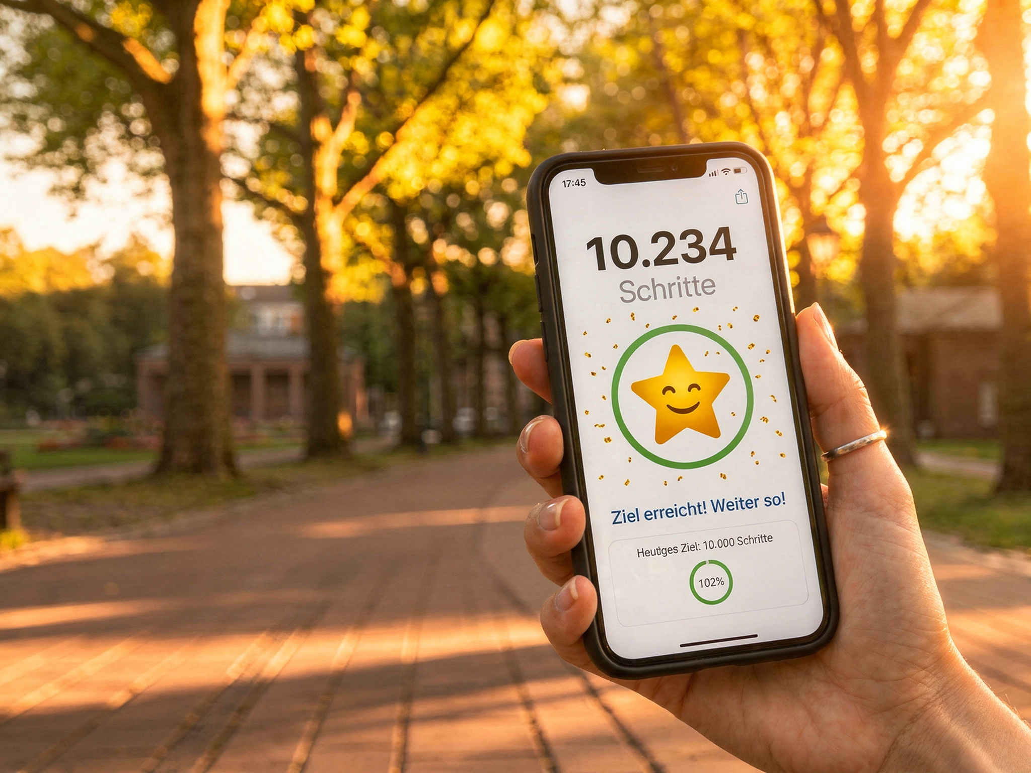 Ein Blick auf den Smartphone-Schrittzähler nach einem aktiven Tag – Ein Tipp von