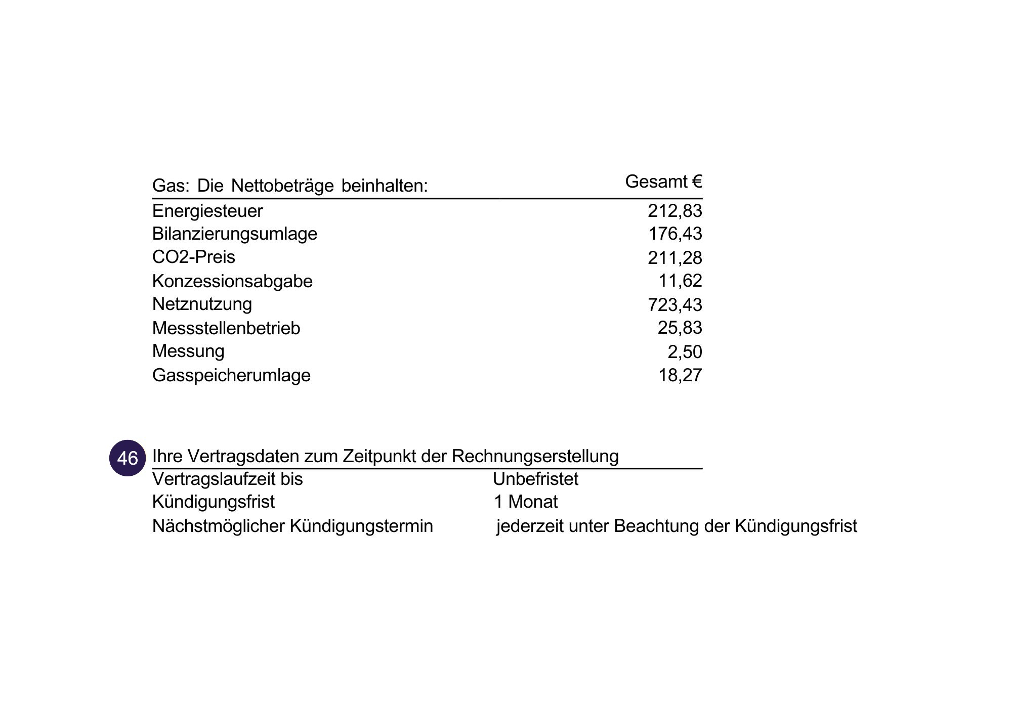 rhenag-Gasrechnung: Vertragsdaten